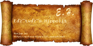 Eötvös Hippolit névjegykártya